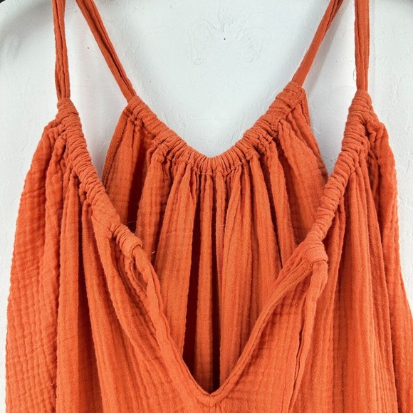Kona Sol Dress Womens S Orange Cotton Gauzy Sleeveless Drawstring Beach Cover Up - Picture 4 of 7